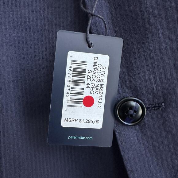 Peter Millar Blazer 44 Navy Crown Crafted Seersucker Sport Coat Jacket Unstructu - Picture 2 of 13